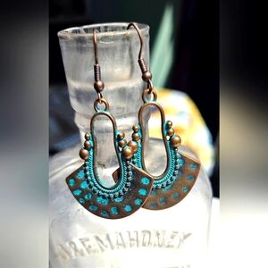 Bohemian Bronze and Turquoise Earrings